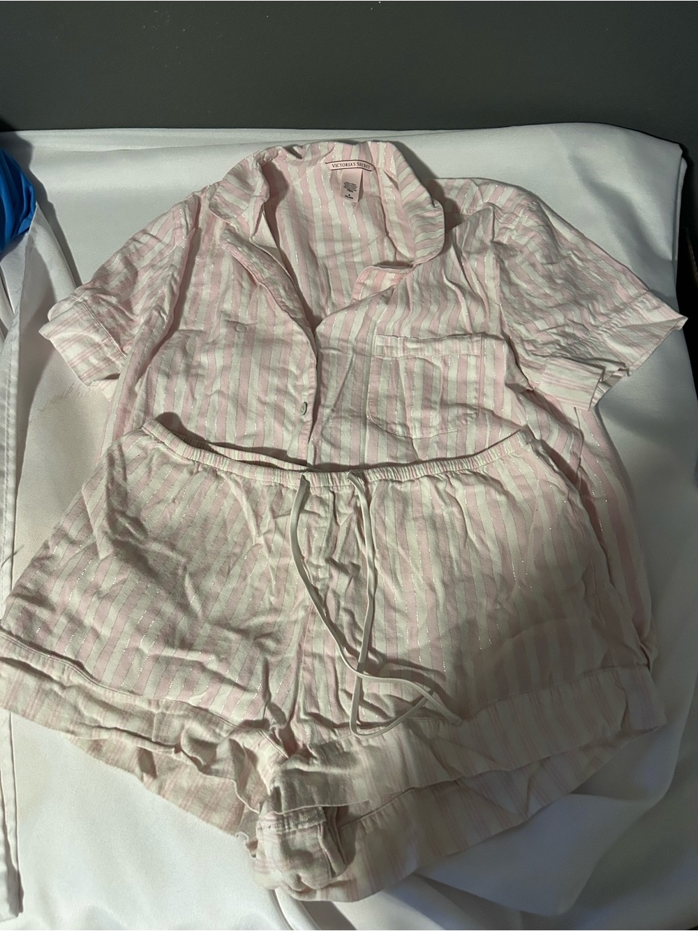 Victoria's Secret Pink and White Striped Short Pajama Set